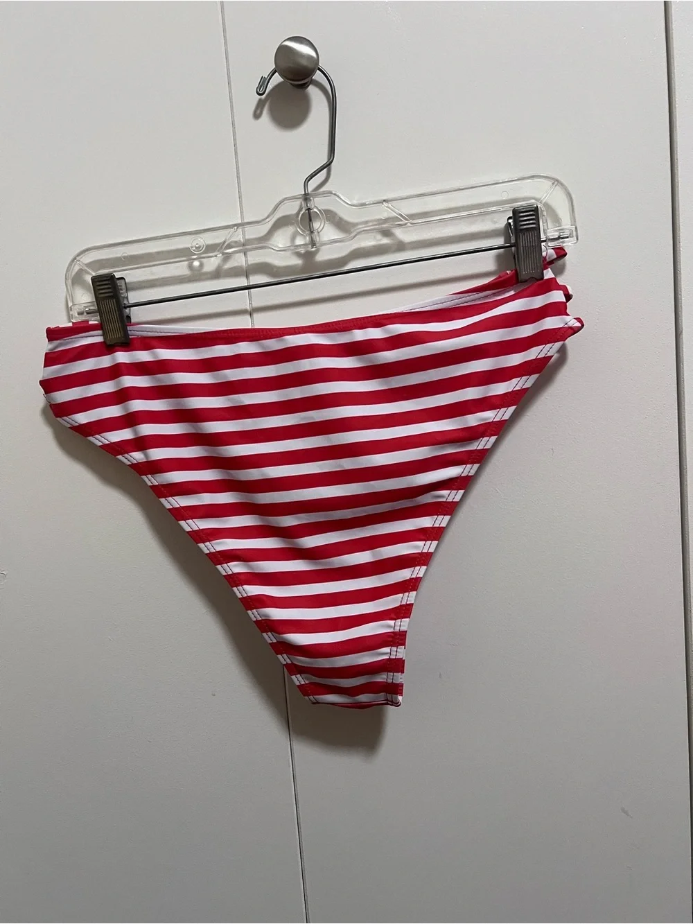 NWOT Red & White Striped Bikini Bottom Size Large